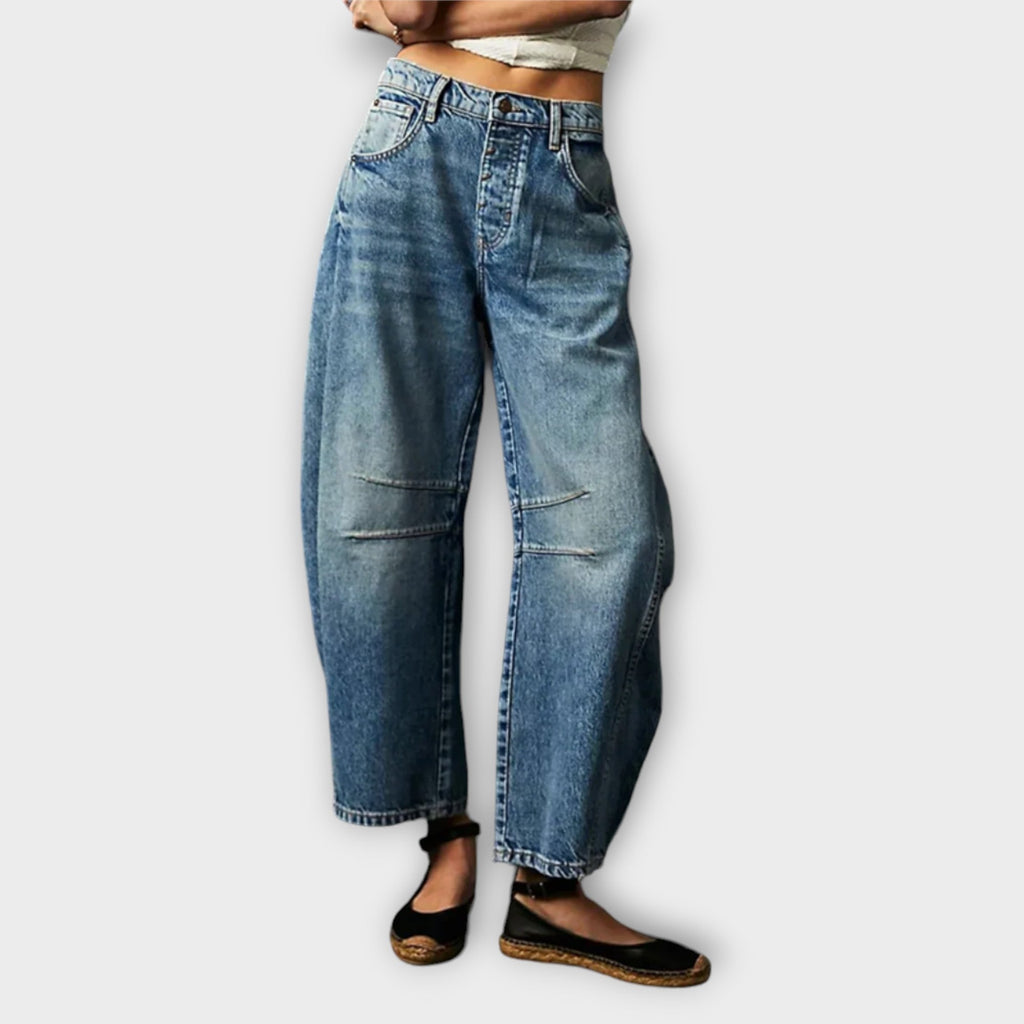 Jean pour femme à taille haute et jambe large - denim à jambes larges avec une coupe décontractée