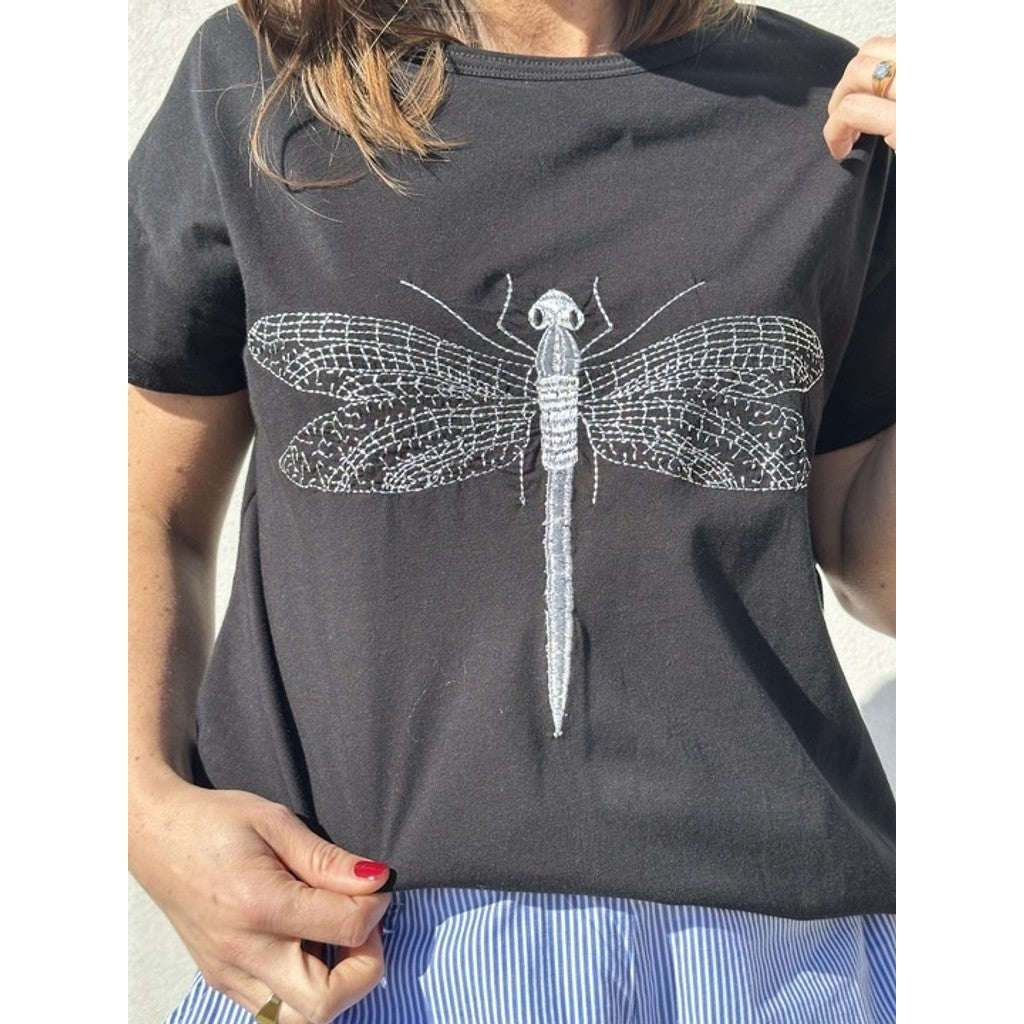 T-Shirt Dame Broderet Design Komfortstil