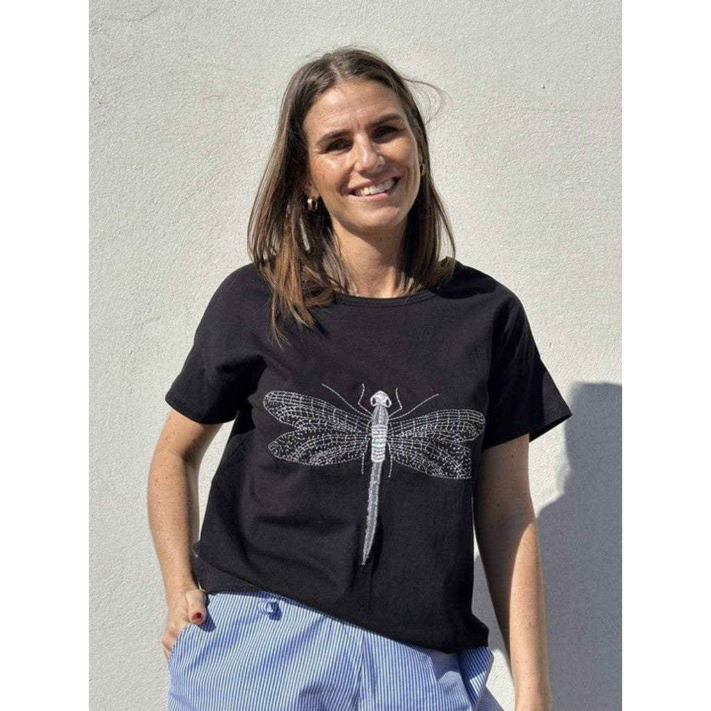 T-Shirt Dame Broderet Design Komfortstil