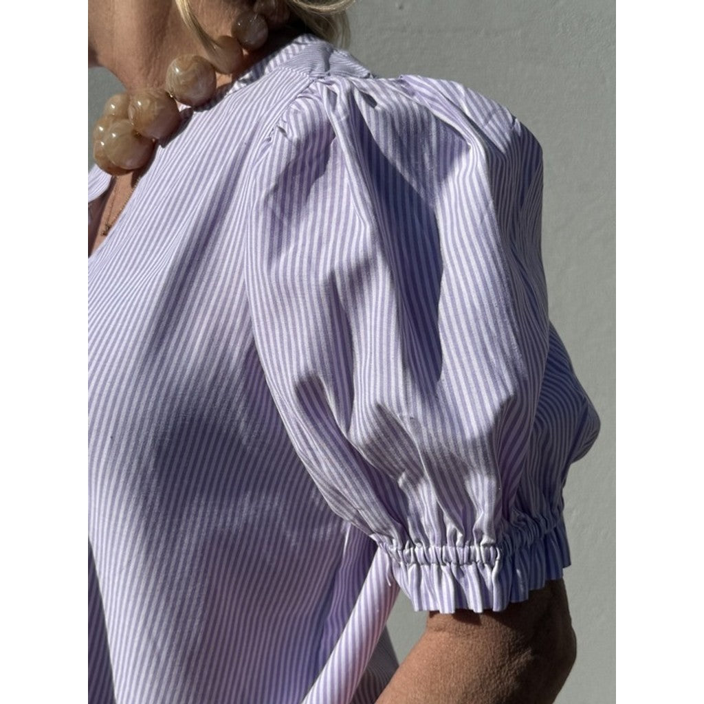 Stribet Bluse Dame V-Hals Sommerstil
