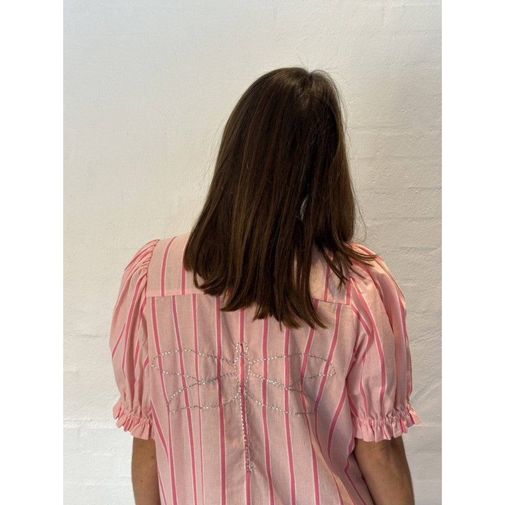 Stribet Sommerkjole V-Hals Silhuet Elegant Stil