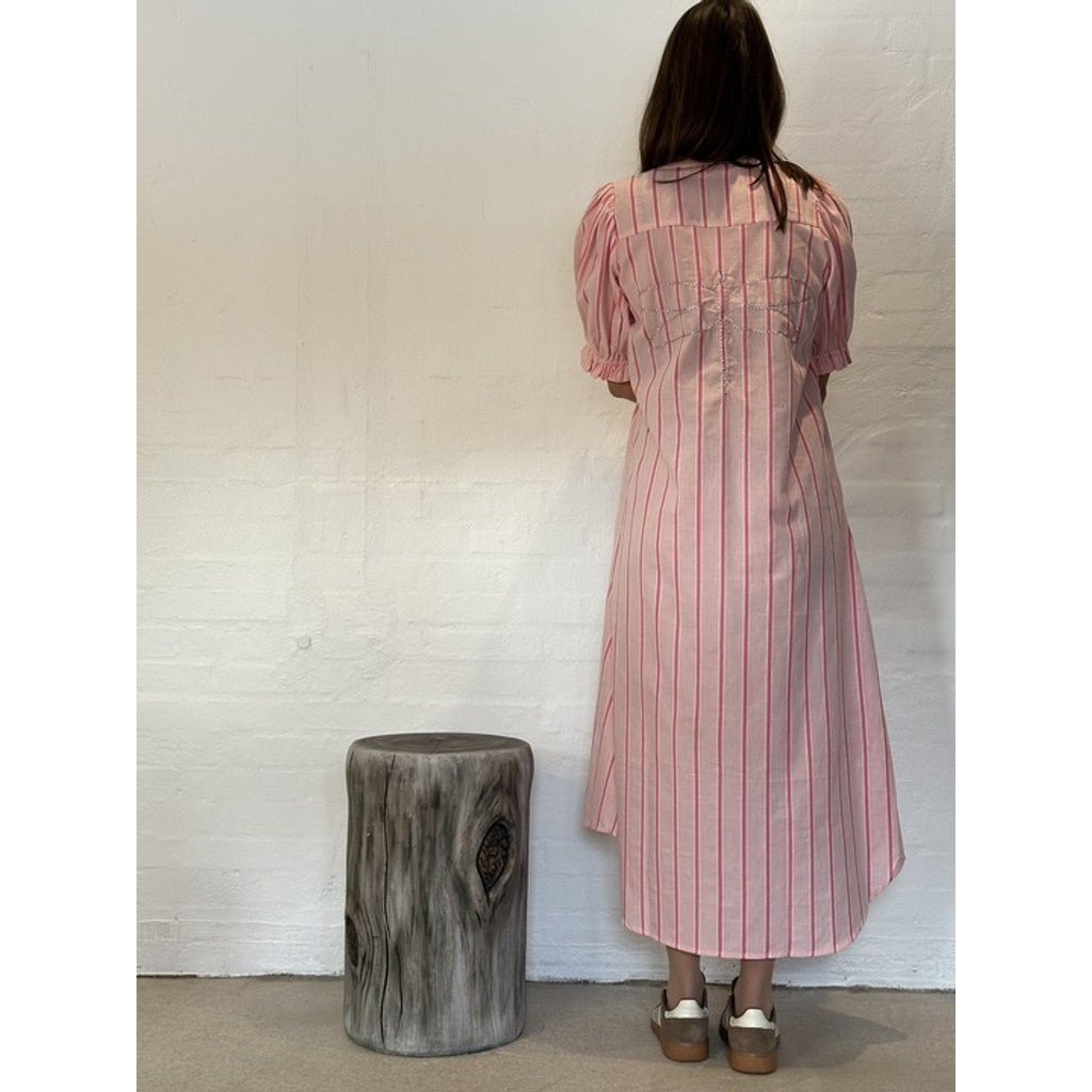 Stribet Sommerkjole V-Hals Silhuet Elegant Stil