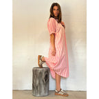 Stribet Sommerkjole V-Hals Silhuet Elegant Stil