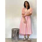 Stribet Sommerkjole V-Hals Silhuet Elegant Stil