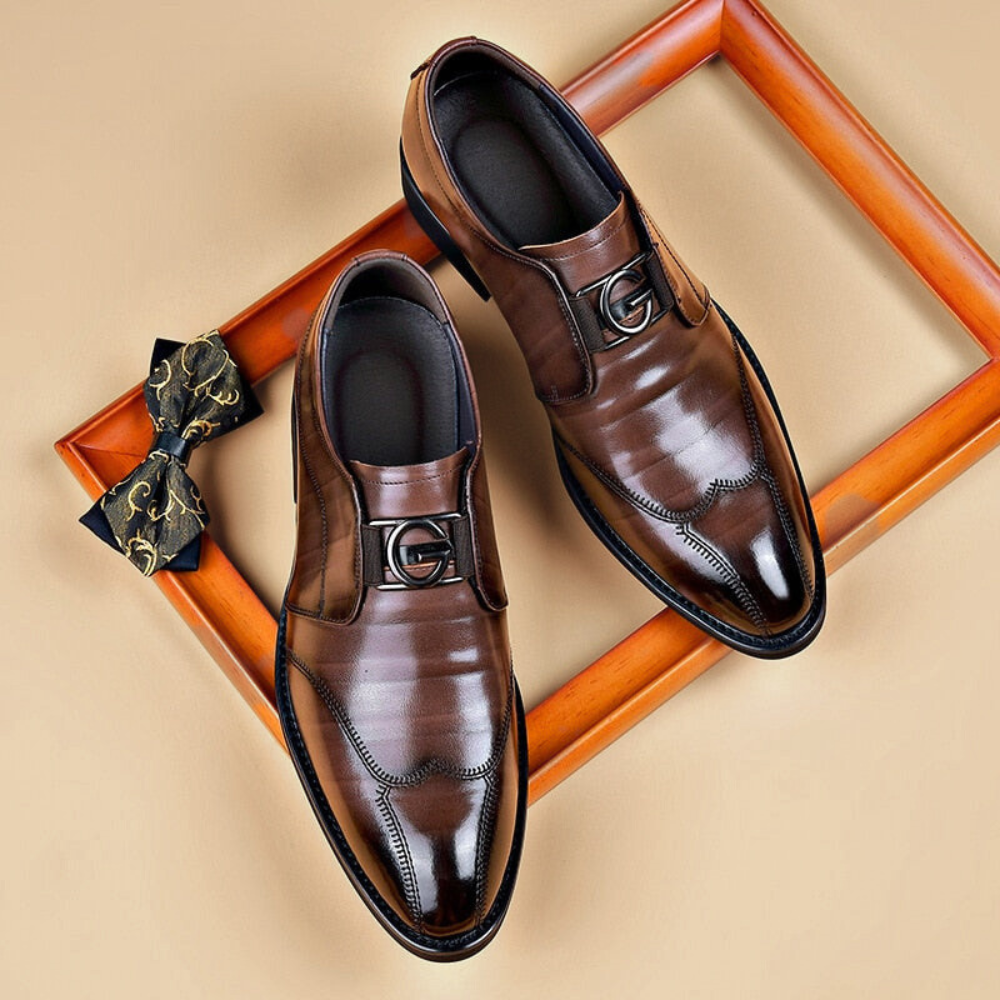 Zapatos elegantes de piel para hombre con hebilla Monk Strap - Estilo refinado para la oficina y ceremonias