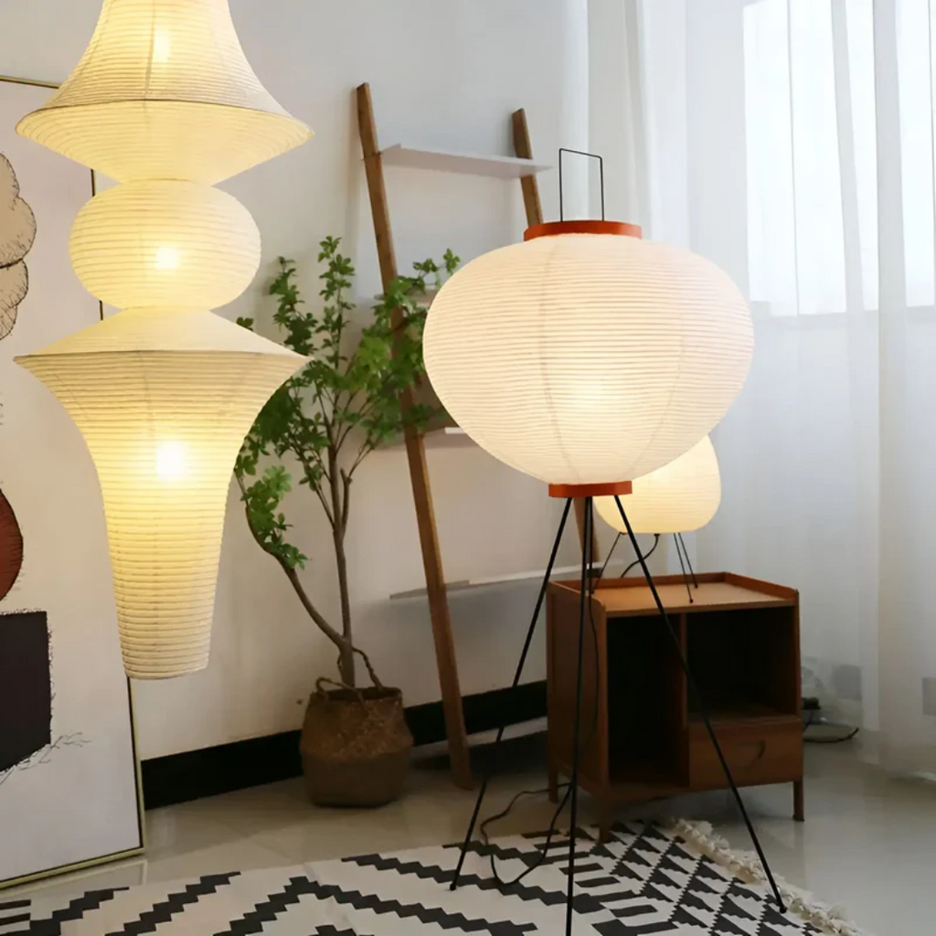 Wabi-Sabi Stående LED Rispapir Lampe - ZenAura