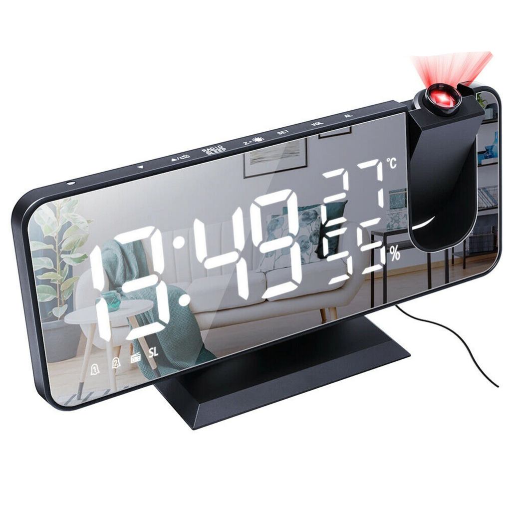 Orologio Alarmur con Display LED - Proiettore a 180° e Caricatore USB