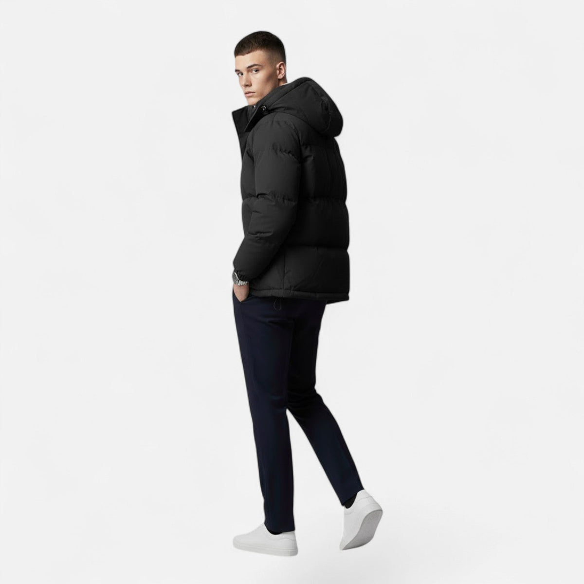 Giacca Trapuntata Uomo con Cappuccio e Zip Integrale