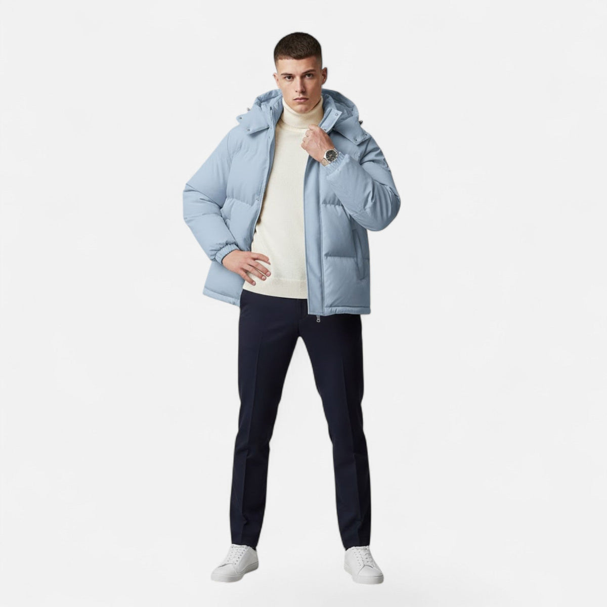 Giacca Trapuntata Uomo con Cappuccio e Zip Integrale