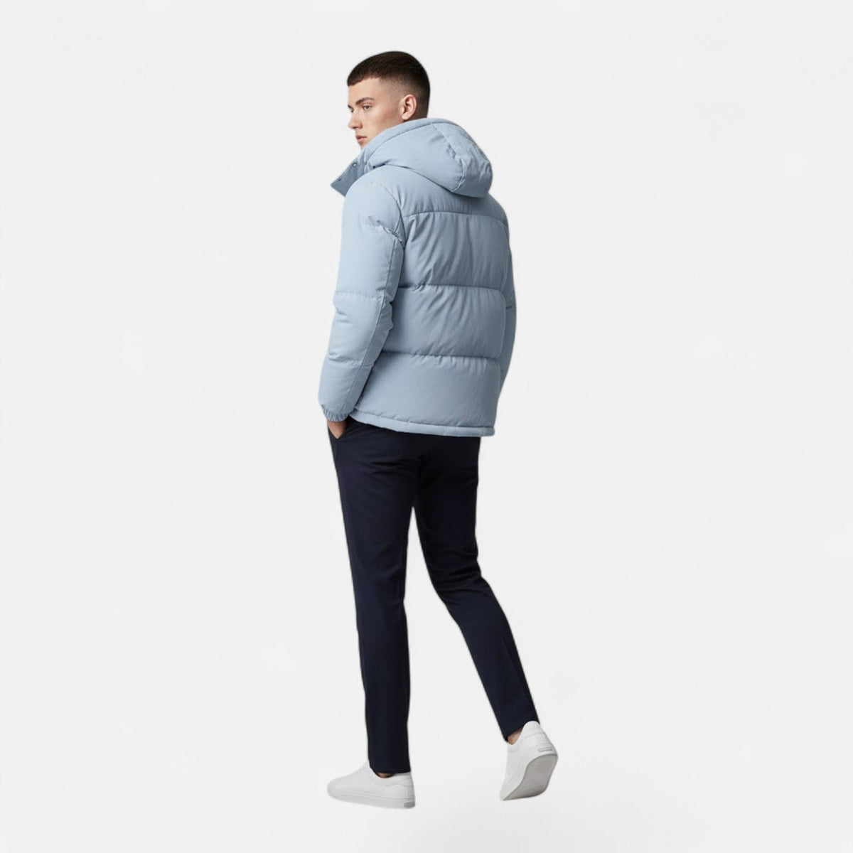 Giacca Trapuntata Uomo con Cappuccio e Zip Integrale