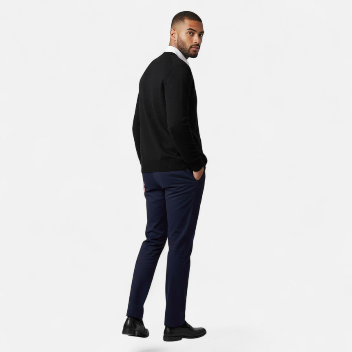 Cardigan Uomo in Misto Lana con Scollo a V e Fit Rilassato