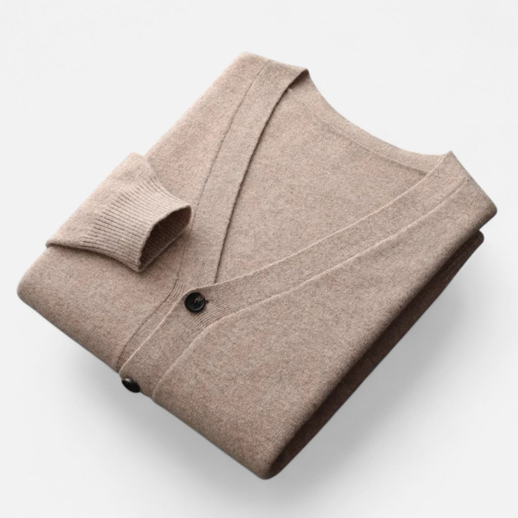 Cardigan Uomo in Misto Lana con Scollo a V e Fit Rilassato