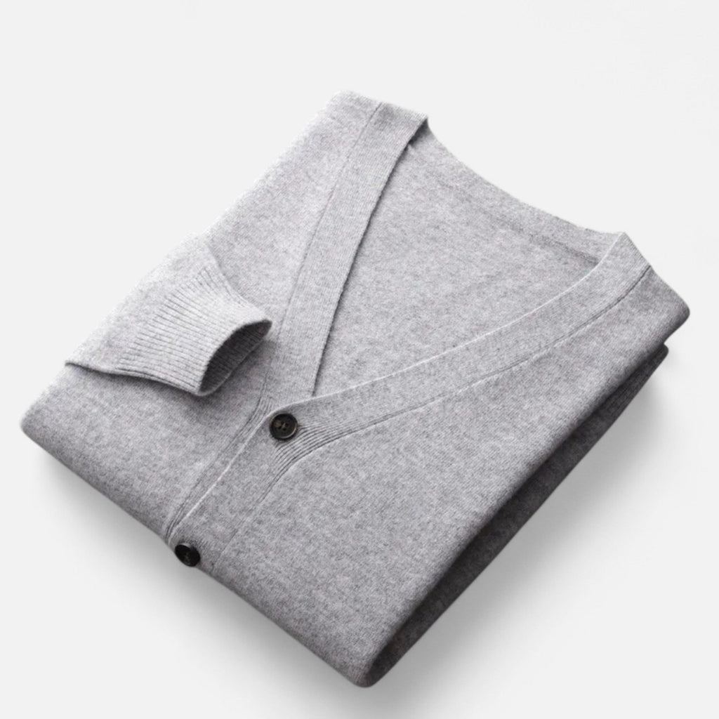 Cardigan Uomo in Misto Lana con Scollo a V e Fit Rilassato