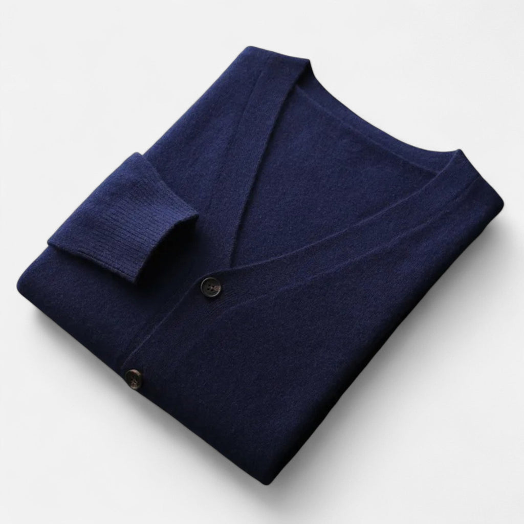 Cardigan Uomo in Misto Lana con Scollo a V e Fit Rilassato