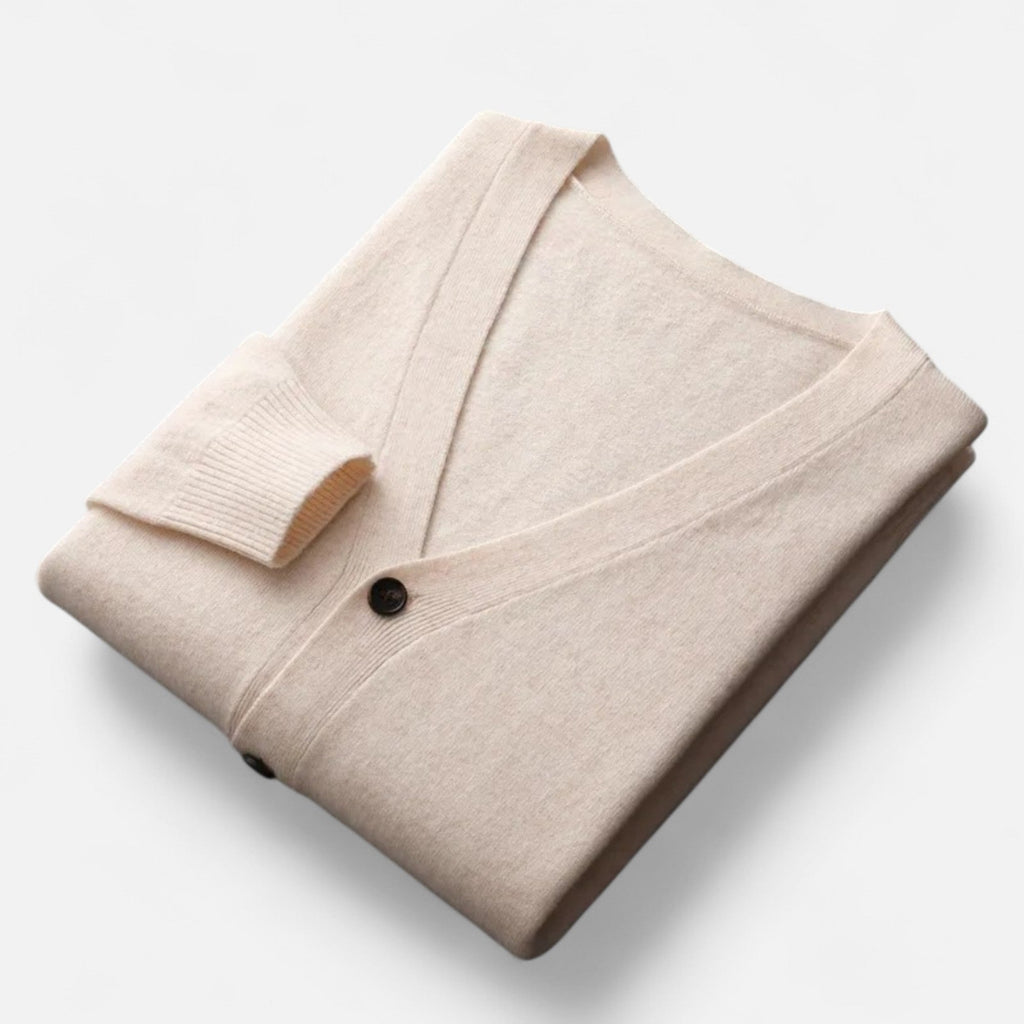 Cardigan Uomo in Misto Lana con Scollo a V e Fit Rilassato