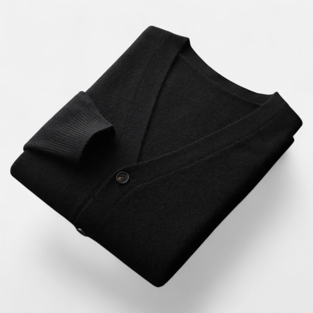 Cardigan Uomo in Misto Lana con Scollo a V e Fit Rilassato