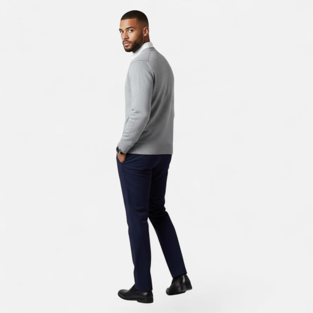 Cardigan Uomo in Misto Lana con Scollo a V e Fit Rilassato