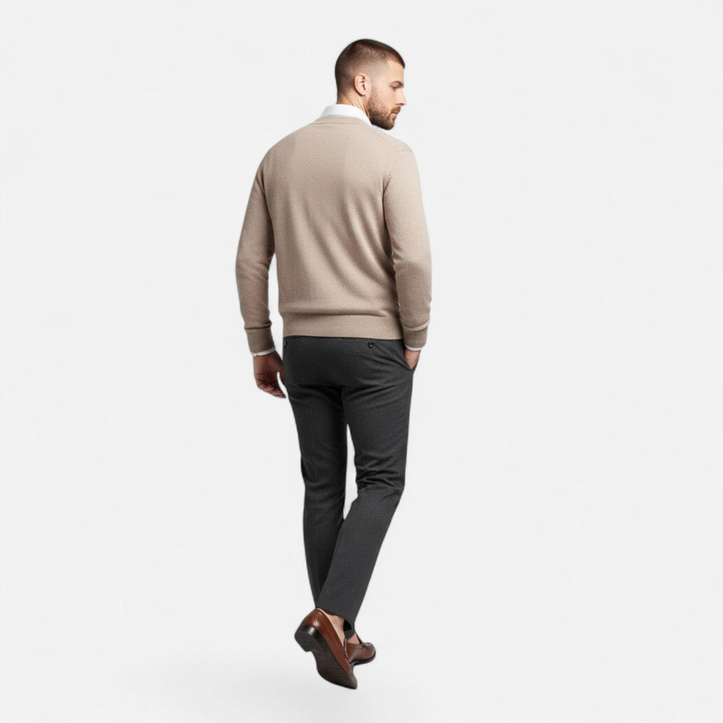 Cardigan Uomo in Misto Lana con Scollo a V e Fit Rilassato