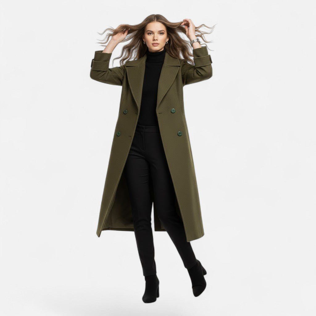 Cappotto Donna Doppiopetto in Misto Cashmere dal Taglio Sartoriale