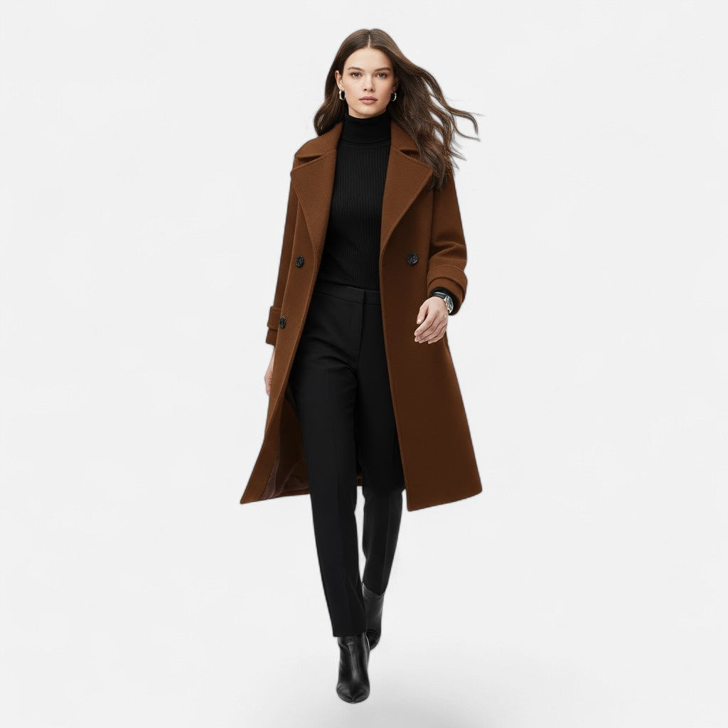 Cappotto Donna Doppiopetto in Misto Cashmere dal Taglio Sartoriale