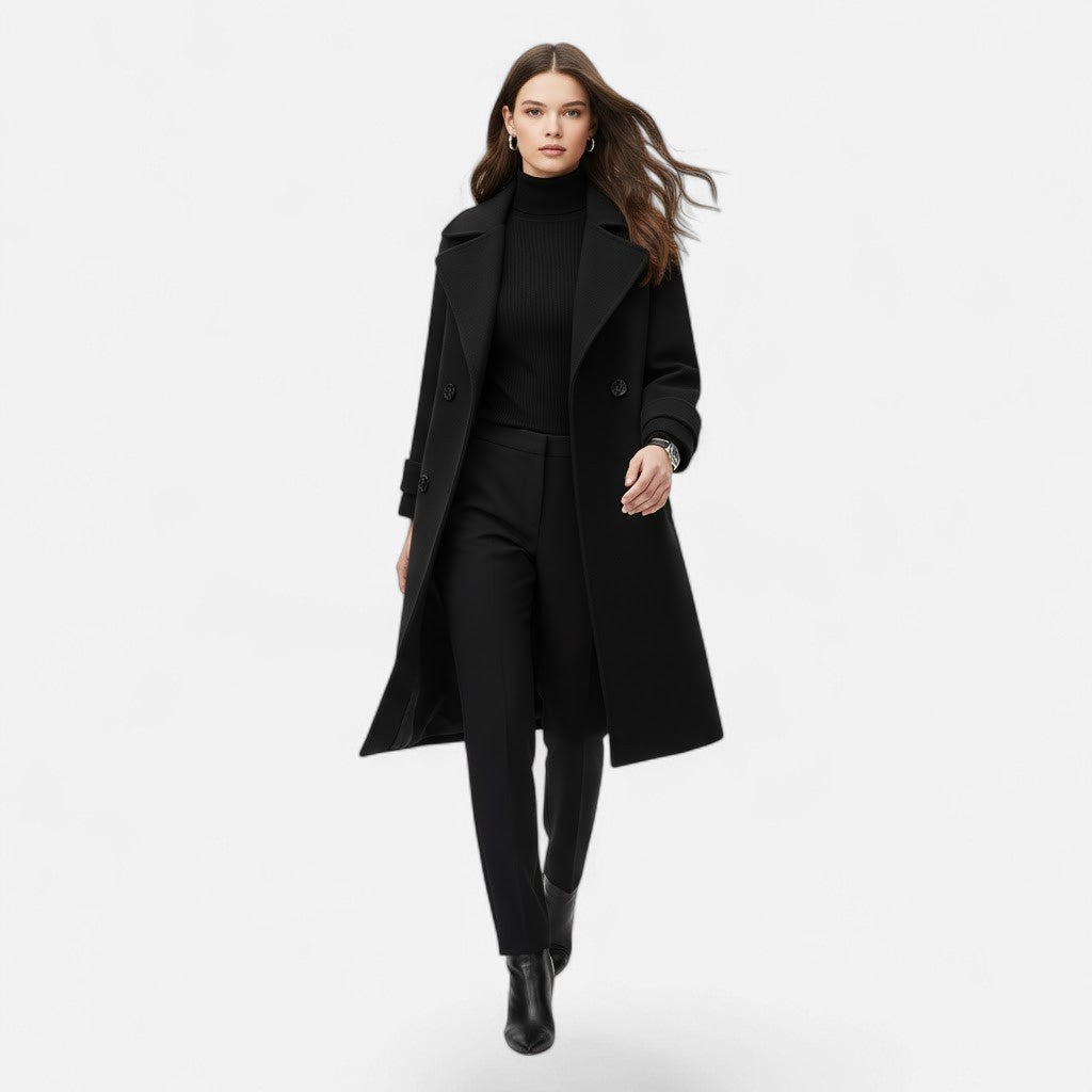 Cappotto Donna Doppiopetto in Misto Cashmere dal Taglio Sartoriale