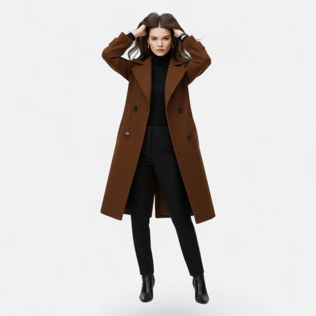 Cappotto Donna Doppiopetto in Misto Cashmere dal Taglio Sartoriale