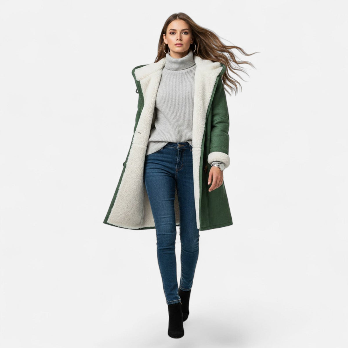 Cappotto Invernale Donna con Cappuccio e Bottoni