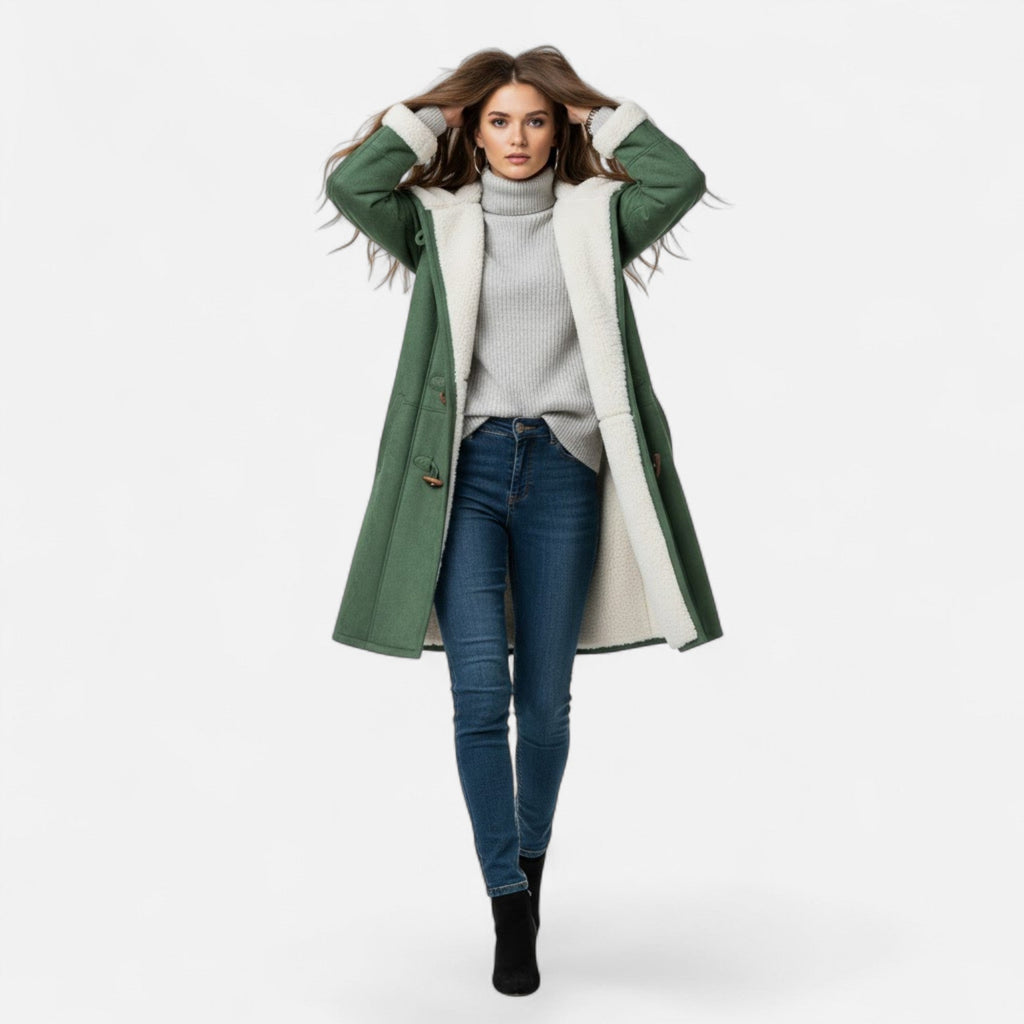 Cappotto Invernale Donna con Cappuccio e Bottoni