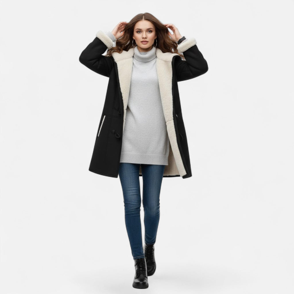 Cappotto Invernale Donna con Cappuccio e Bottoni