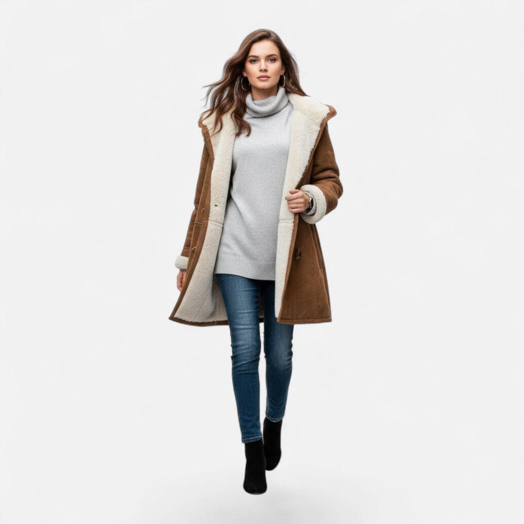 Cappotto Invernale Donna con Cappuccio e Bottoni
