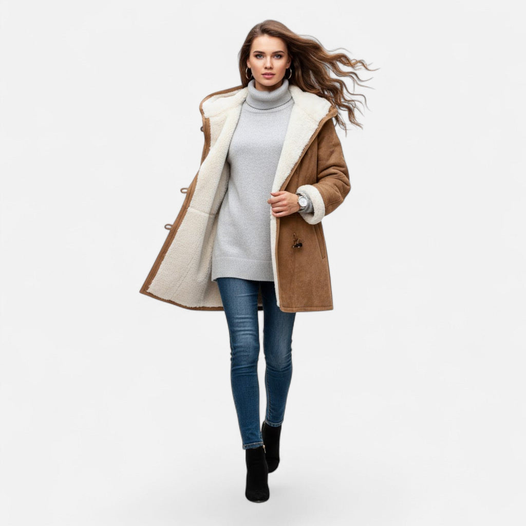 Cappotto Invernale Donna con Cappuccio e Bottoni