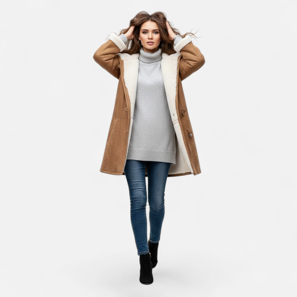 Cappotto Invernale Donna con Cappuccio e Bottoni