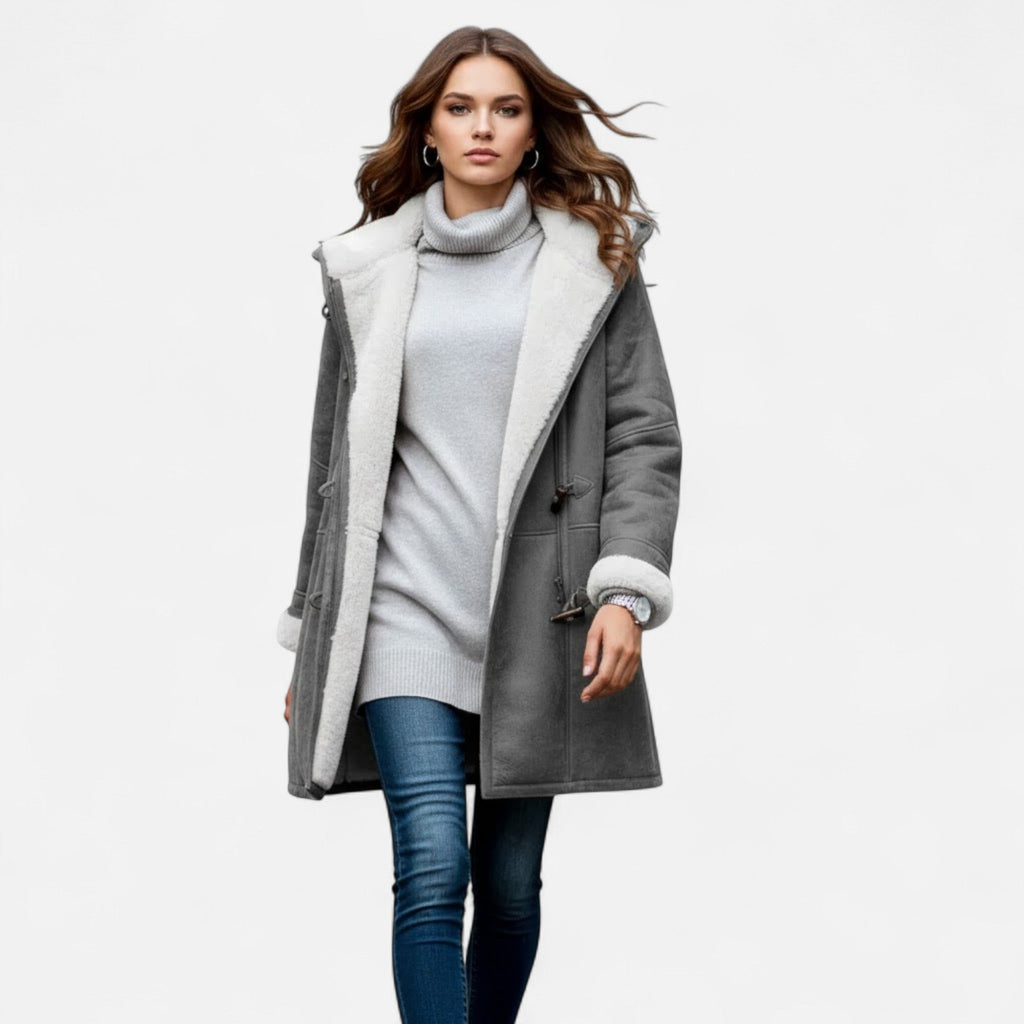 Cappotto Invernale Donna con Cappuccio e Bottoni