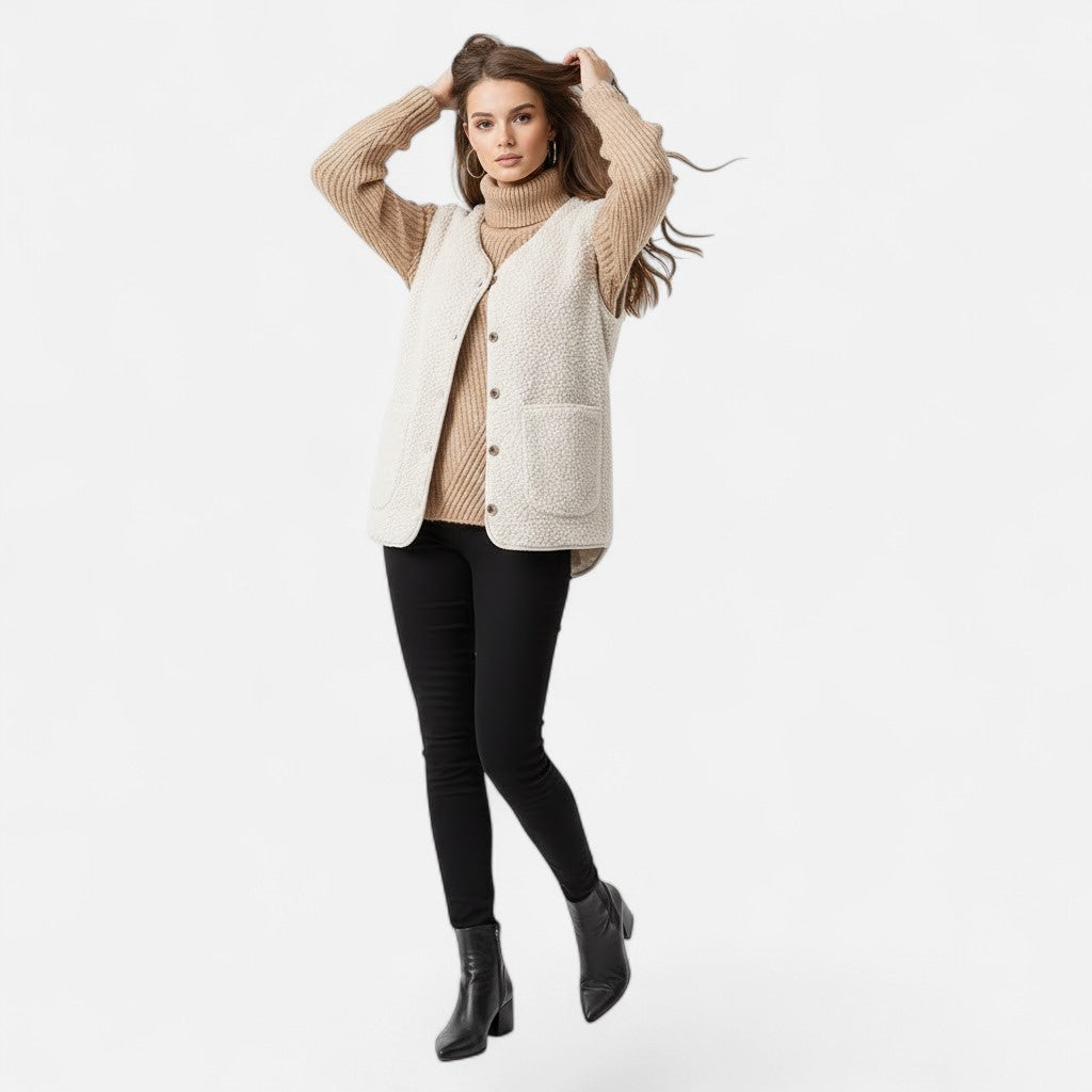 Gilet Donna Morbido in Misto Cashmere con Bottoni