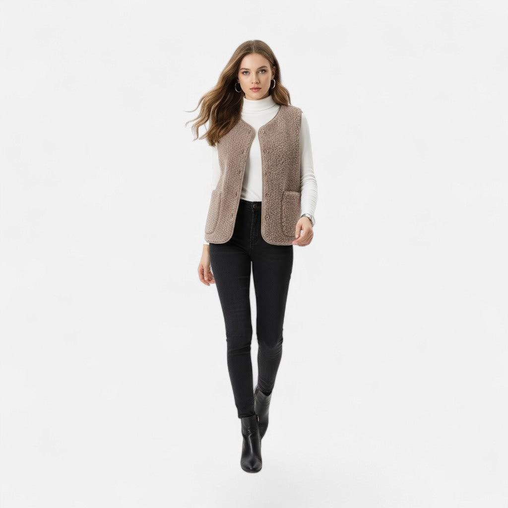 Gilet Donna Morbido in Misto Cashmere con Bottoni