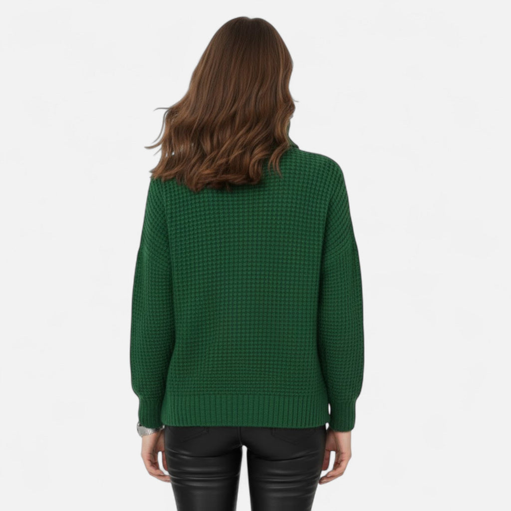 Pull femme Valmonti à col montant en laine mélangée – Élégant tricot épais