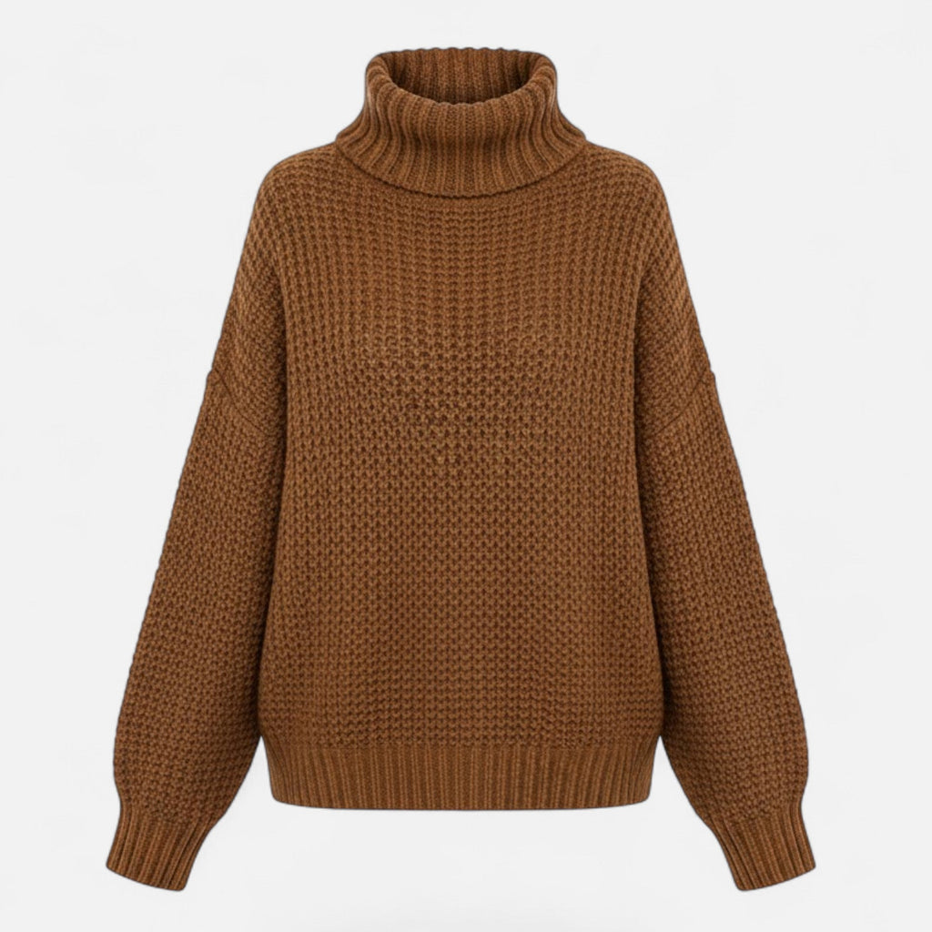 Pull femme Valmonti à col montant en laine mélangée – Élégant tricot épais