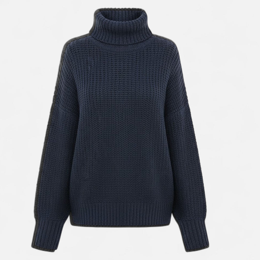 Pull femme Valmonti à col montant en laine mélangée – Élégant tricot épais