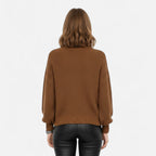 Pull femme Valmonti à col montant en laine mélangée – Élégant tricot épais