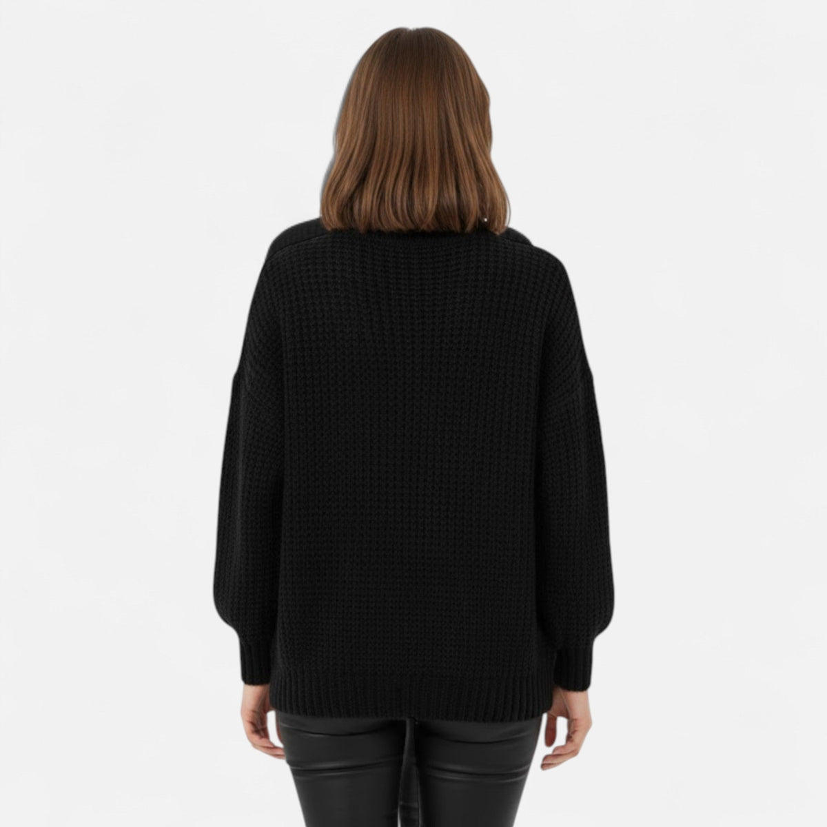 Pull femme Valmonti à col montant en laine mélangée – Élégant tricot épais