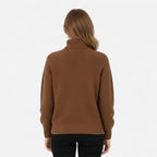 Pull femme Valmonti à col montant en laine mélangée – Élégant tricot épais