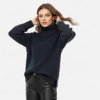 Pull femme Valmonti à col montant en laine mélangée – Élégant tricot épais