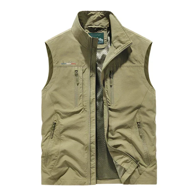 Gilet Utility Uomo Leggero con Tasche Multiple – Smanicato con Zip