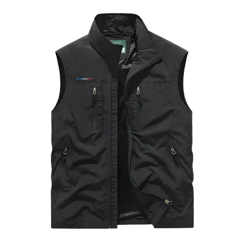 Gilet Utility Uomo Leggero con Tasche Multiple – Smanicato con Zip