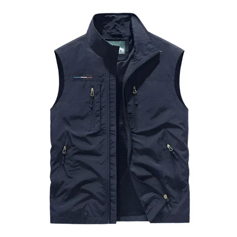 Gilet Utility Uomo Leggero con Tasche Multiple – Smanicato con Zip