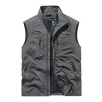 Gilet Utility Uomo Leggero con Tasche Multiple – Smanicato con Zip