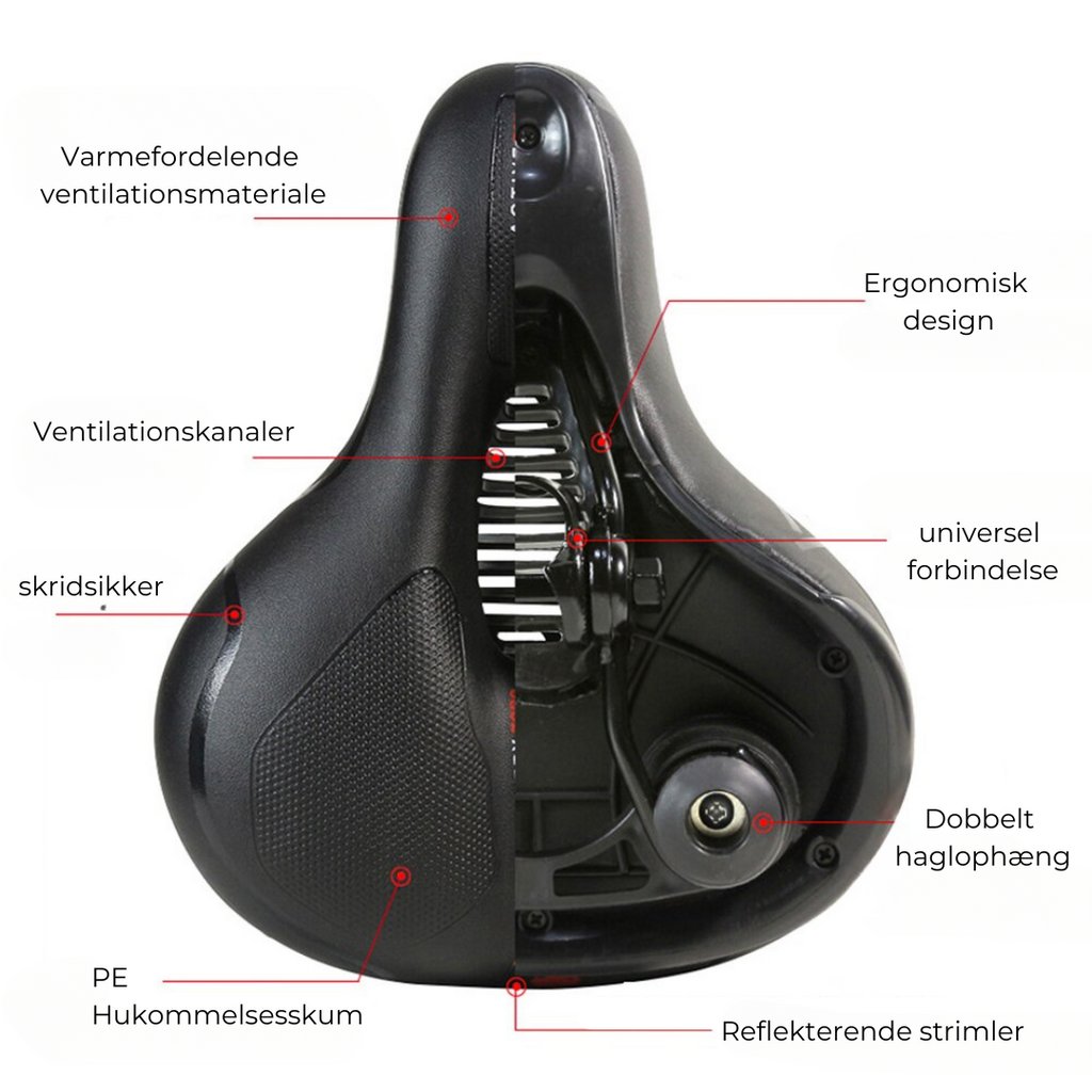 Ergonomisk Cykelsadel | Trykaflastende, Komfortabel & Universel Pasform