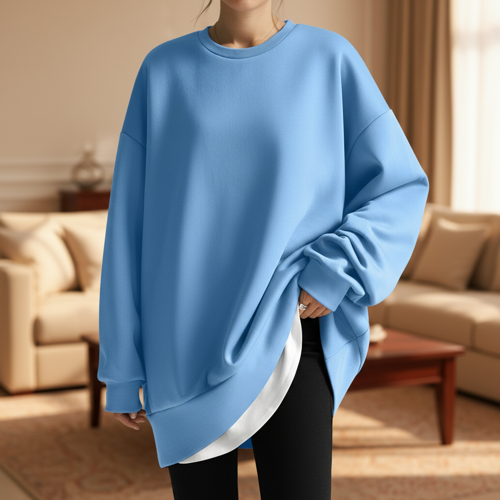 Sudadera oversize para mujer con cuello redondo – Hombros caídos y corte holgado