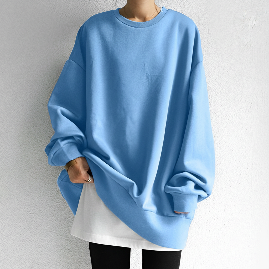 Sudadera oversize para mujer con cuello redondo – Hombros caídos y corte holgado
