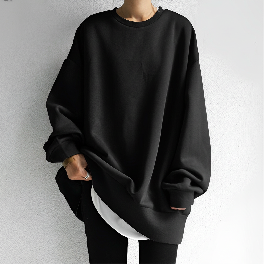 Sudadera oversize para mujer con cuello redondo – Hombros caídos y corte holgado